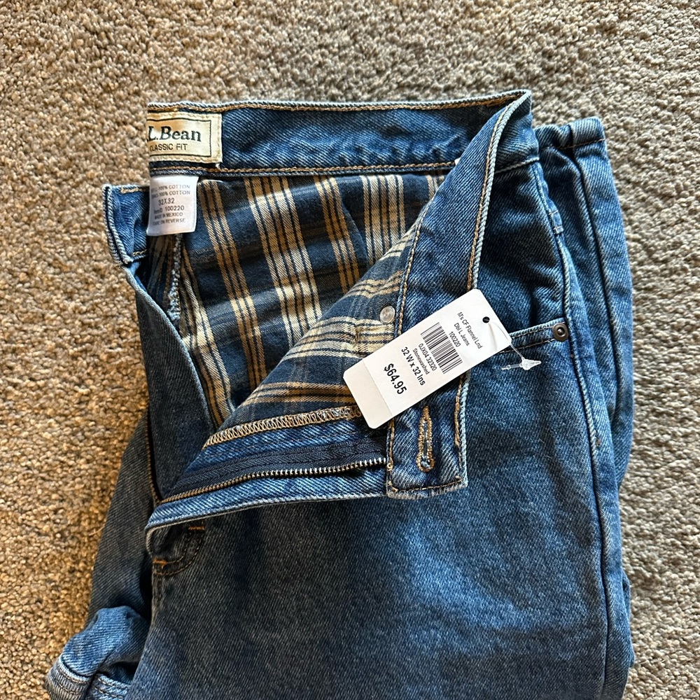 L.L. Bean Blue Jeans with Plaid Lining